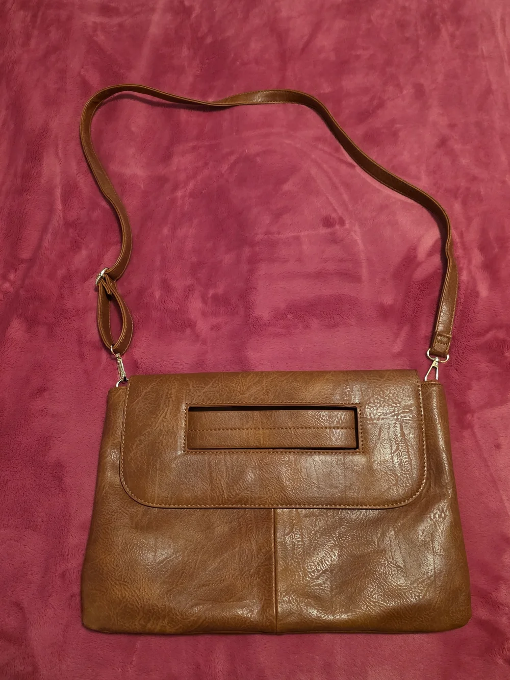 Classic Brown Leather Women's Clutch 3-Way Bag